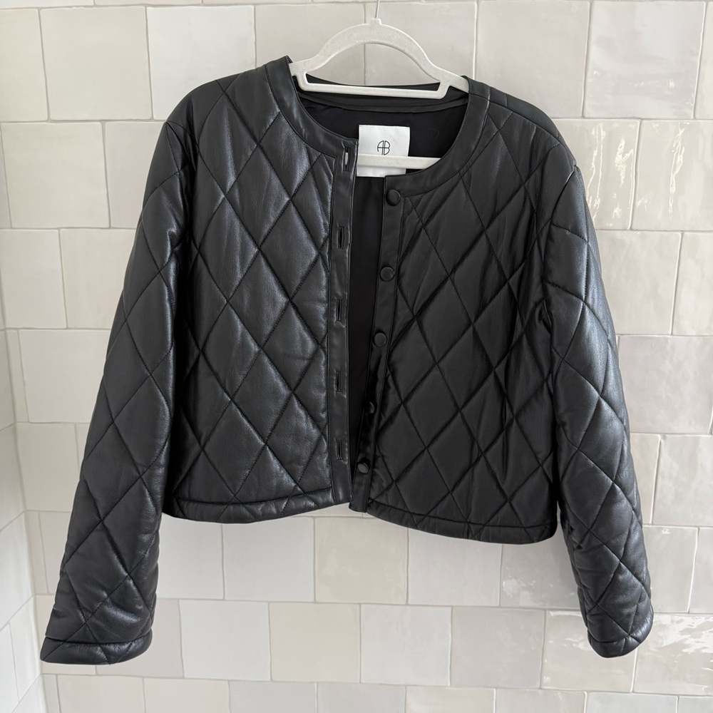 Anine Bing Black Quilted Leather Jacket